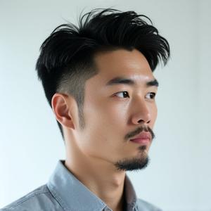 清潔感のあるモダンなショートビアードを持つ日本の男性。